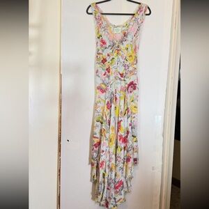 Z & L Europe Boho Mint Green Garden Floral Midi Dress